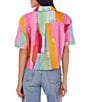 CROSBY by Mollie Burch Ida Watercolor Button Front Short Sleeve Coordinating Top, Color:Watercolor - Image 3