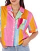 CROSBY by Mollie Burch Ida Watercolor Button Front Short Sleeve Coordinating Top, Color:Watercolor - Image 4
