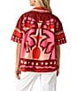 CROSBY by Mollie Burch Iker Coordinating Cotton Linen Blend Short Sleeve Button Front Box Top, Color:Mexico City - Image 2