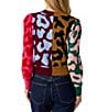 CROSBY by Mollie Burch Jovie Cashmere Blend Intarsia Knit Color Block Leopard V-Neck Long Sleeve Button Front Cardigan, Color:Leopard Colorblock - Image 2