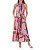 CROSBY by Mollie Burch Julie Floral Whimsy Print Split Neck Sleeveless Maxi Dress, Color:Floral Whimsy - Image 1