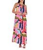 CROSBY by Mollie Burch Julie Floral Whimsy Print Split Neck Sleeveless Maxi Dress, Color:Floral Whimsy - Image 3