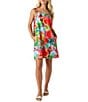 CROSBY by Mollie Burch Warren Tropical Floral Printed Square Neck Sleeveless Shift Dress, Color:Tropicana - Image 1