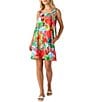 CROSBY by Mollie Burch Warren Tropical Floral Printed Square Neck Sleeveless Shift Dress, Color:Tropicana - Image 3