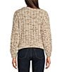 Color:Moonlight Combo - Image 2 - Chenille Funnel Neck Puff Sleeve Cable Sweater
