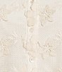 Current Air 3D Floral Lace Point Collar Long Sleeve Button Front Top, Color:Cream - Image 4