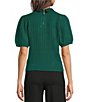 Current Air Cable Knit Point Collar Short Sleeve Sweater Top - Image 2