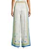 Current Air Coastal Border Print Coordinating Smocked Waistband Wide Leg Pants, Color:Blue Multi - Image 2