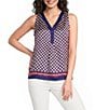 Current Air Coordinating Checker Border Print V-Neck Sleeveless Top - Image 1