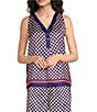 Current Air Coordinating Checker Border Print V-Neck Sleeveless Top - Image 1
