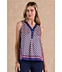 Current Air Coordinating Checker Border Print V-Neck Sleeveless Top - Image 5