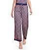 Current Air Coordinating Checker Border Print Wide Leg Drawstring Pants - Image 1