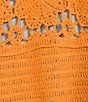 Current Air Coordinating Crochet Collared Elbow Sleeve Button Front Shirt, Color:Burnt Orange - Image 4