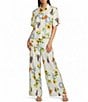 Current Air Coordinating Floral Fruit Print Point Collar Short Sleeve Button Front Shirt - Image 3
