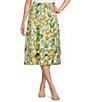 Current Air Coordinating Lemon Print Pull-On A-Line Midi Skirt - Image 1