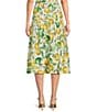 Current Air Coordinating Lemon Print Pull-On A-Line Midi Skirt - Image 2