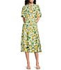 Current Air Coordinating Lemon Print Pull-On A-Line Midi Skirt - Image 3