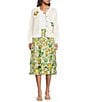 Current Air Coordinating Lemon Print Pull-On A-Line Midi Skirt - Image 4