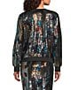 Current Air Coordinating Metallic Sequin Round Neck Button Front Cardigan, Color:Black Multi - Image 2