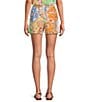 Current Air Coordinating Patchwork High Waisted Linen Blend Pull-On Shorts, Color:Multi - Image 2
