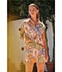 Current Air Coordinating Patchwork High Waisted Linen Blend Pull-On Shorts, Color:Multi - Image 5