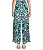 Current Air Coordinating Printed Flat Front Smocked Waist Wide Leg Pull-On Pants, Color:Blue Multi - Image 2