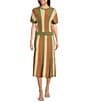 Current Air Coordinating Stripe Fit and Flare Midi Skirt, Color:Rust Multi - Image 3