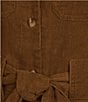 Current Air Corduroy Point Collar Long Sleeve Tie Waist Button Front Jumpsuit, Color:Brown - Image 6