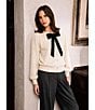 Current Air Crew Knit Neck Long Sleeve Front Ribbon Bow Button Front Sweater Cardigan - Image 5
