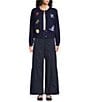 Current Air Embroidered Nautical Icons Round Neck Long Sleeve Button Front Cardigan - Image 4