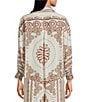 Current Air Floral Print Point Collar Long Sleeve Button Front Coordinating Shirt, Color:Light Apricot - Image 3