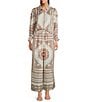 Current Air Floral Print Point Collar Long Sleeve Button Front Coordinating Shirt, Color:Light Apricot - Image 4