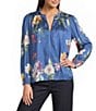 Current Air Floral Satin Ruffle Collar Long Sleeve Top - Image 1