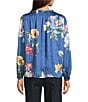 Current Air Floral Satin Ruffle Collar Long Sleeve Top - Image 2