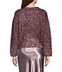 Current Air Fuzzy Lurex Bell Sleeve Boxy Sweater, Color:Berry - Image 2