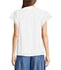 Current Air Hand Embroidered Trim Split Neck Flutter Sleeve Blouse, Color:White - Image 2