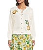 Current Air Lemon Patch Crew Neck Long Sleeve Button Front Cardigan - Image 3