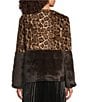 Current Air Leopard Faux Fur Round Neck Long Sleeve Pullover Jacket - Image 2