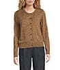 Current Air Leopard Print Crew Neck Long Sleeve Button Front Cardigan, Color:Leopard - Image 1