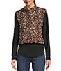 Current Air Leopard Print Textured High Neck Boxy Vest, Color:Brown Leopard - Image 2