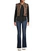 Current Air Leopard Print Textured High Neck Boxy Vest, Color:Brown Leopard - Image 4