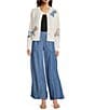 Current Air Open Stitch Applique Button Front Cardigan, Color:Ivory - Image 3