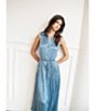 Current Air Pleated Collared Sleeveless Button Front Midi Shirtdress, Color:Blue - Image 6