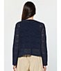 Current Air Pointelle Knit Round Neck Long Sleeve Button Front Cardigan, Color:Navy - Image 6