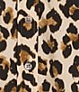 Current Air Rhinestone Leopard Point Collar 3/4 Sleeve Button Front Top, Color:Brown Leopard - Image 4