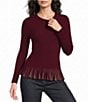 Current Air Ribbed Knit Crew Neck Long Sleeve Fitted Sweater Top - Image 1