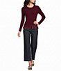 Current Air Ribbed Knit Crew Neck Long Sleeve Fitted Sweater Top - Image 3