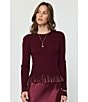 Current Air Ribbed Knit Crew Neck Long Sleeve Fitted Sweater Top - Image 4