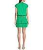 Current Air Ruffle Split Neck Flutter Sleeve Smocked Waist Mini Dress, Color:Spring Green - Image 2