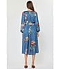 Current Air Satin Floral Print Split Round Neck Long Sleeve Tie Front Midi Dress - Image 6